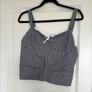 Ardene Black and White Crop Tank Top with Tie Front